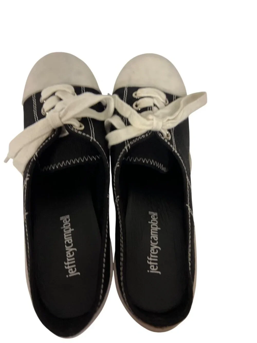 Jeffrey Campbell Sneaker Heels Black White Size 5.5 Platform Sneakers New Flaws